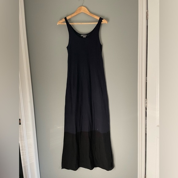 Vince cotton knit color block maxi tank dress black navy S - Picture 8 of 9